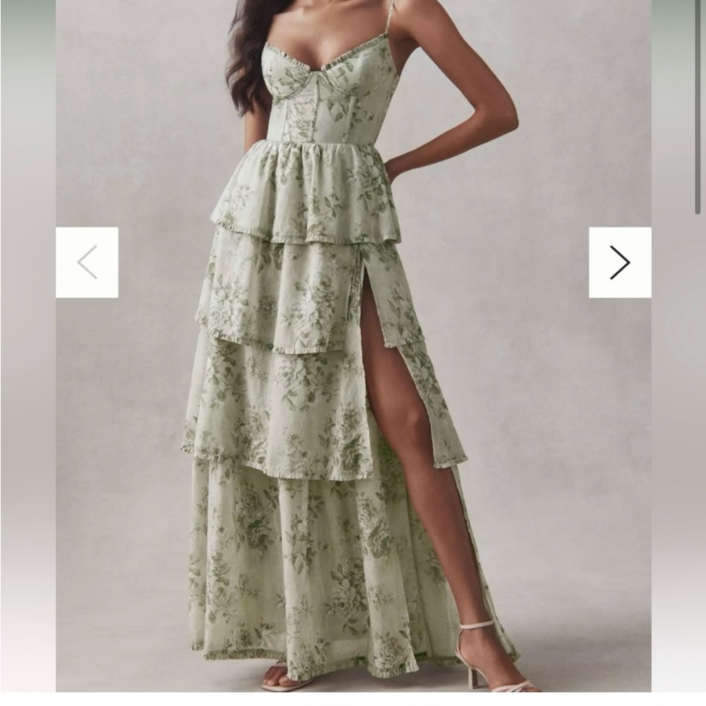 V. Chapman The Caterina Dress in Sage Tapestry